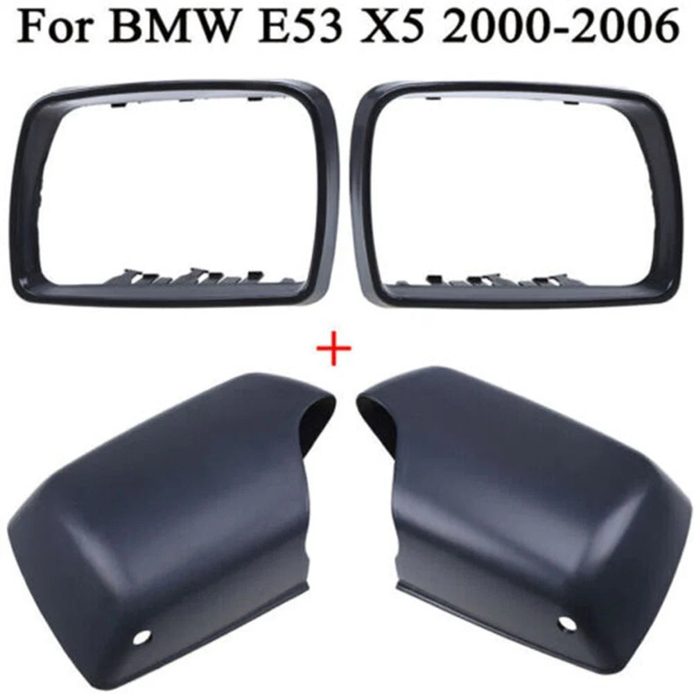 4 x Wing Door Mirror Cover Casing with LED Hole Parts for BMW X5 (2000–2006)