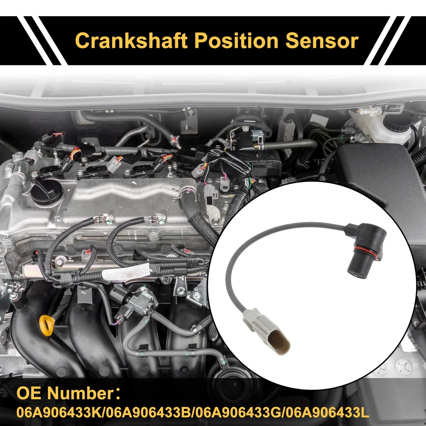 1 Pc Crankshaft Position Sensor No.06A906433K for Audi A4 2.0 (2005–2008)