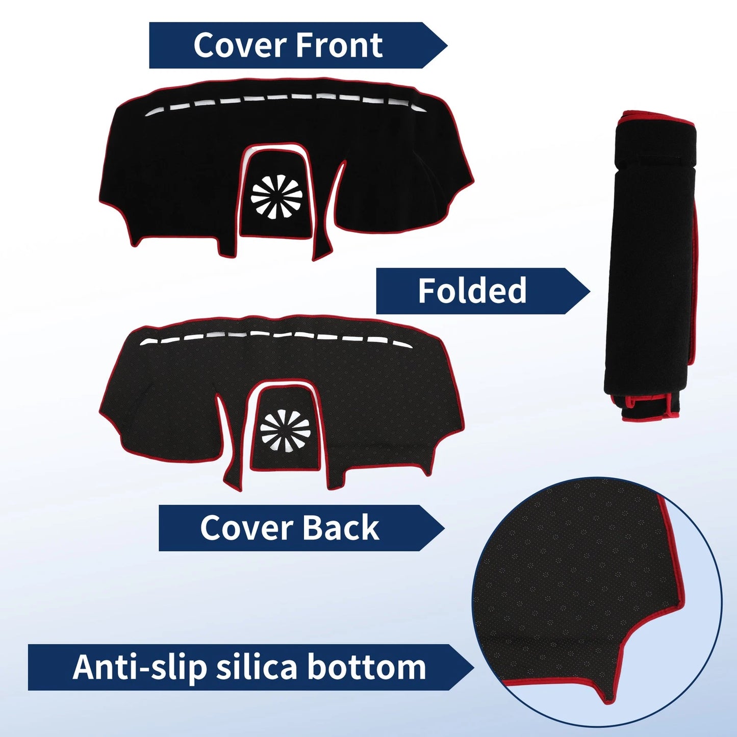 Dash Cover for Ford EcoSport (2018–2022) Black with Red Edge
