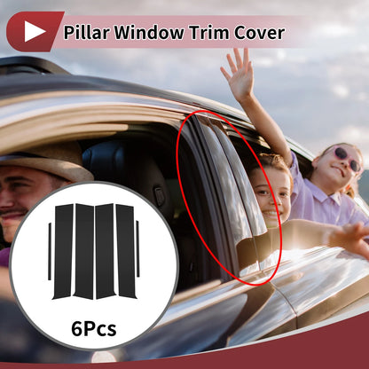 6 Pcs Car Door Pillar Window Trim for Toyota Aqua (2011–2019) Black