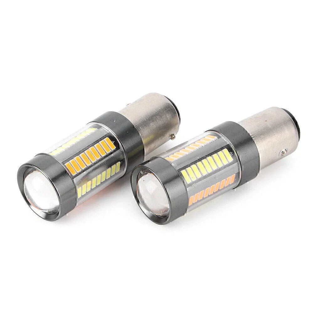 Pair Amber White Switchback 1157 LED Turn Signal Bulbs for Car