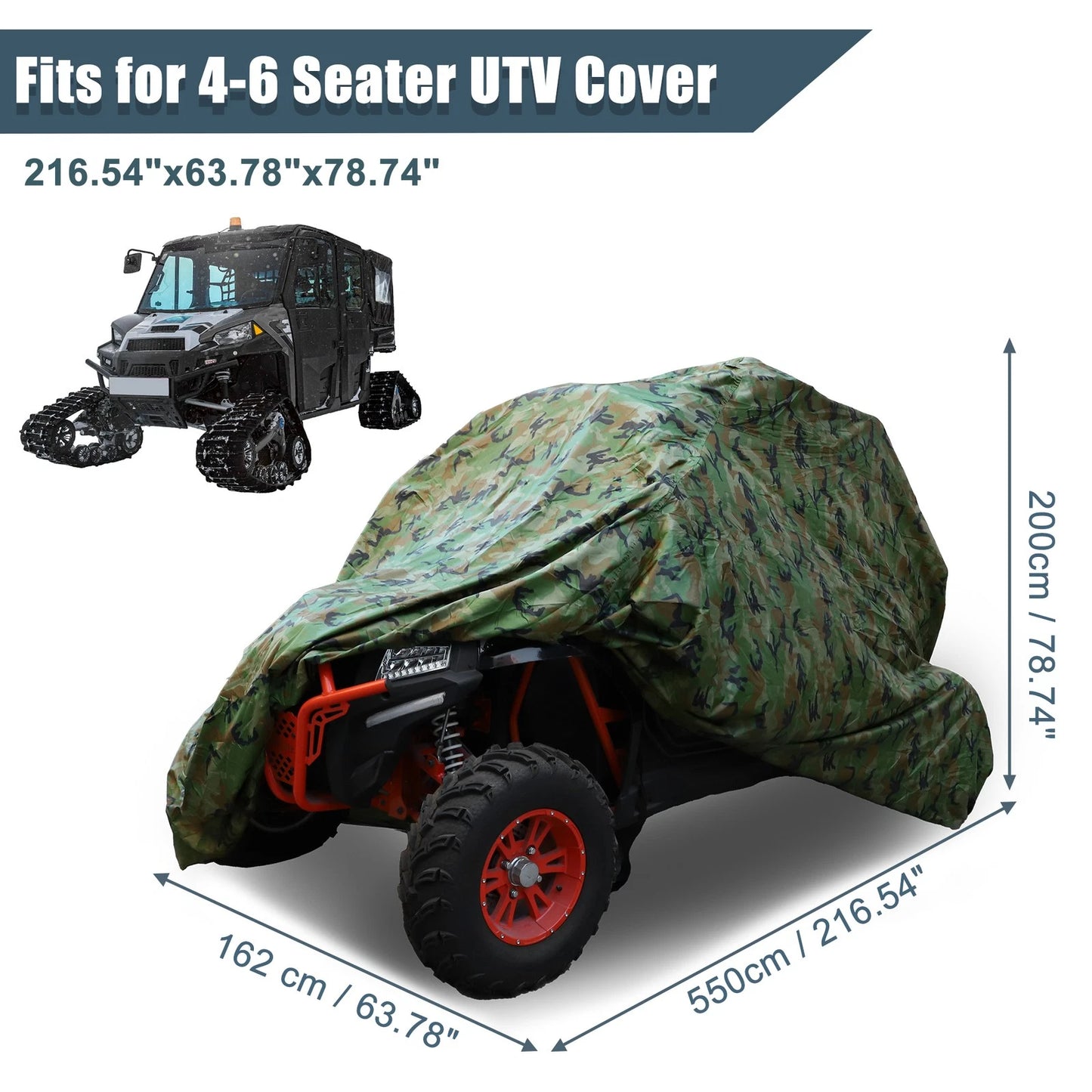 UTV Cover Waterproof for Polaris RZR 4-6 Seater (Camouflage)