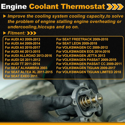 Engine Coolant Thermostat 06J121113A for Audi A3 (2009–2013) with Seal