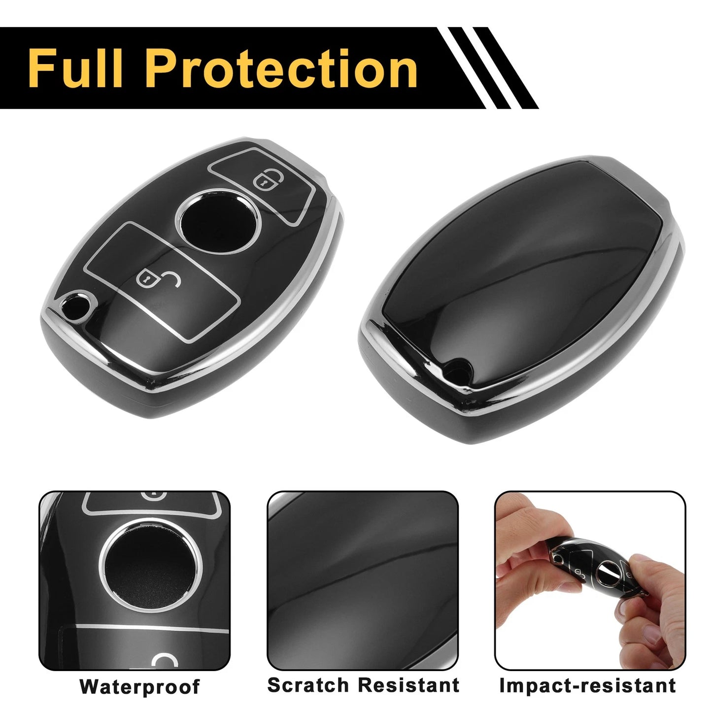 TPU Silicone Car Key Case for Mercedes-Benz (2 Buttons)