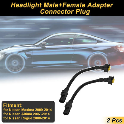 2X 2 Pin Headlight Connector Plug for Nissan Maxima (2009–2014)