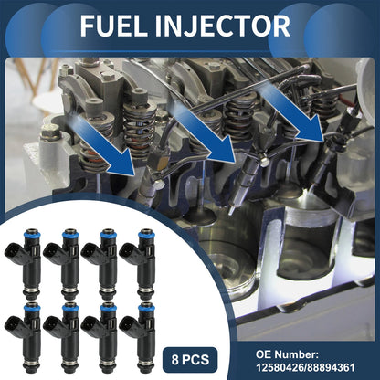 Set of 8 Fuel Injectors for GMC Sierra 1500 (2002–2005) 4.3L 4.8L 5.3L