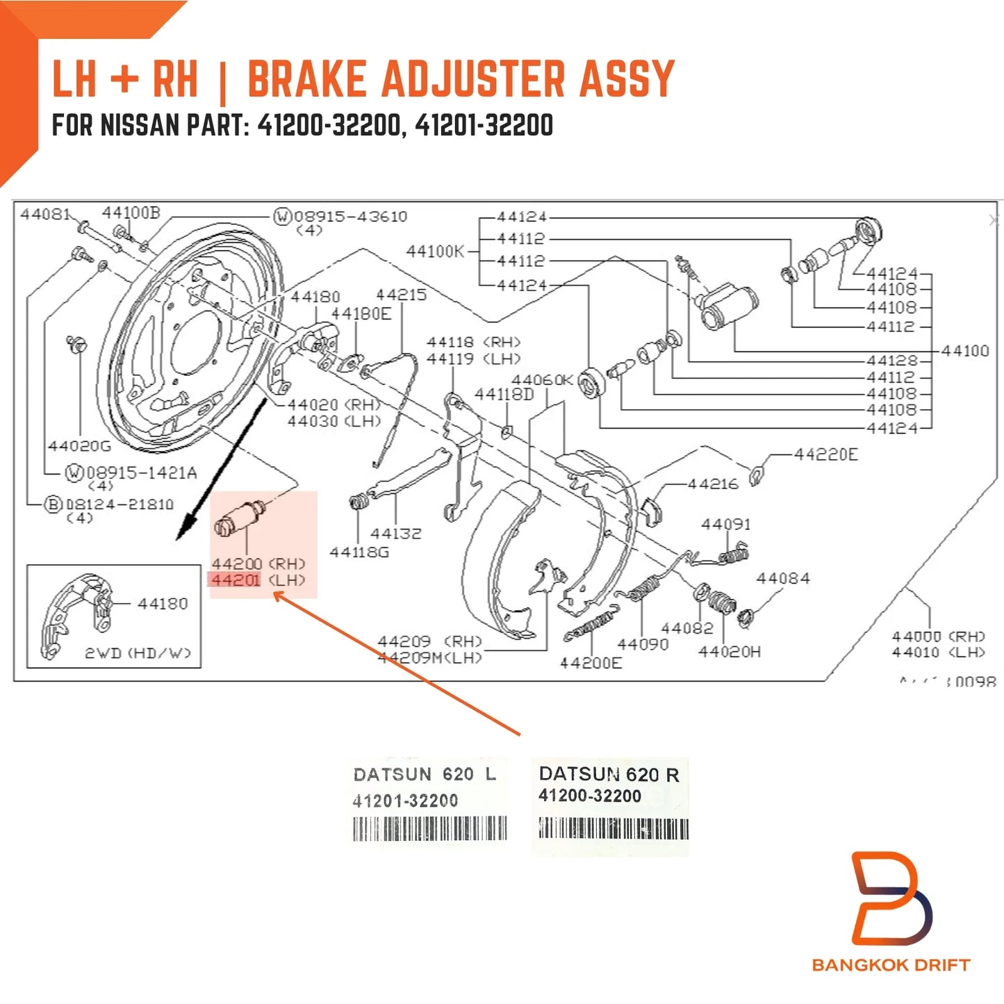 Brake Adjuster for Datsun Ute 520 620 720, Nissan Cefiro A321