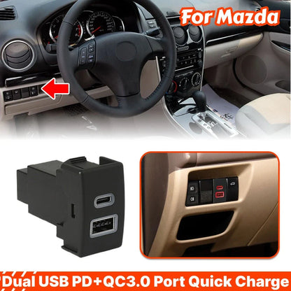 Dual USB QC3.0 Charger Switch Button for Mazda RX-8/6/3/CX-7