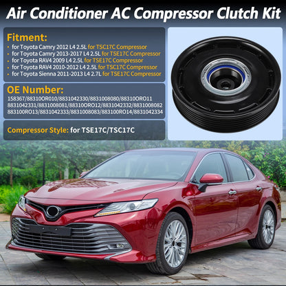 AC Compressor Clutch Kit 6 Groove for Toyota Camry RAV4 Sienna (2007–2018)