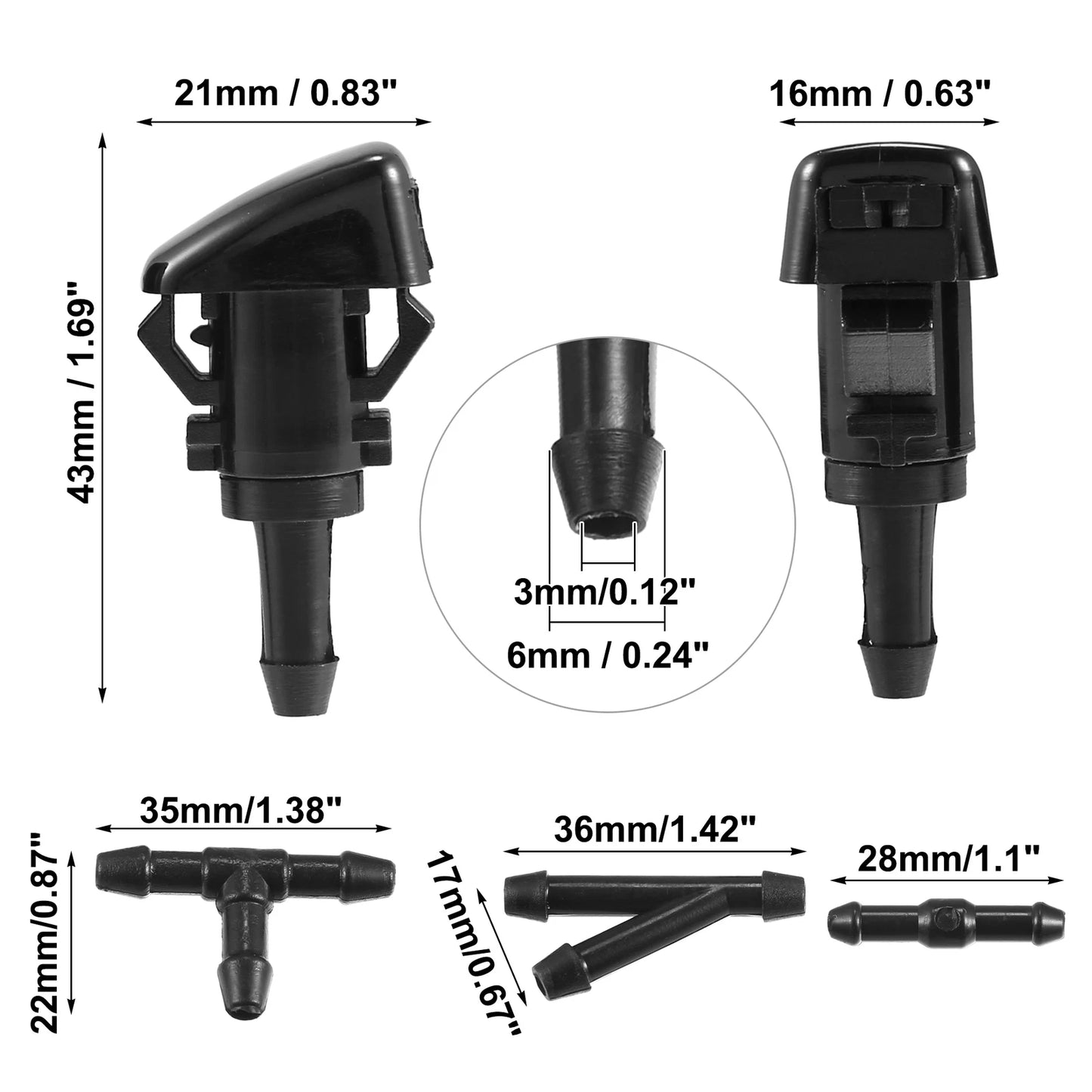 2X Windshield Washer Nozzle Hose Kit for Dodge Neon (2000–2005) 5116088AA