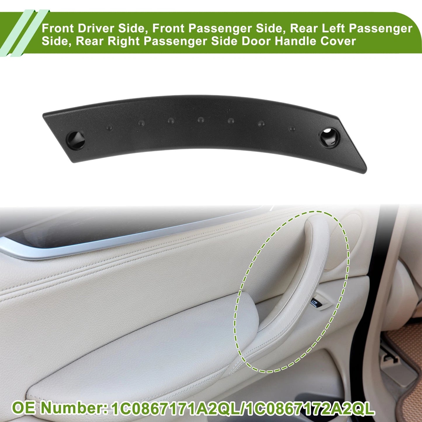 Door Panel Handle Pull Trim Cover for VW Beetle (1998–2010) No. 1C0867171A2QL Black