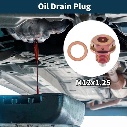 M12x1.25 Magnetic Oil Drain Plug for Sump (1 Pc) - Titanium Alloy Pink