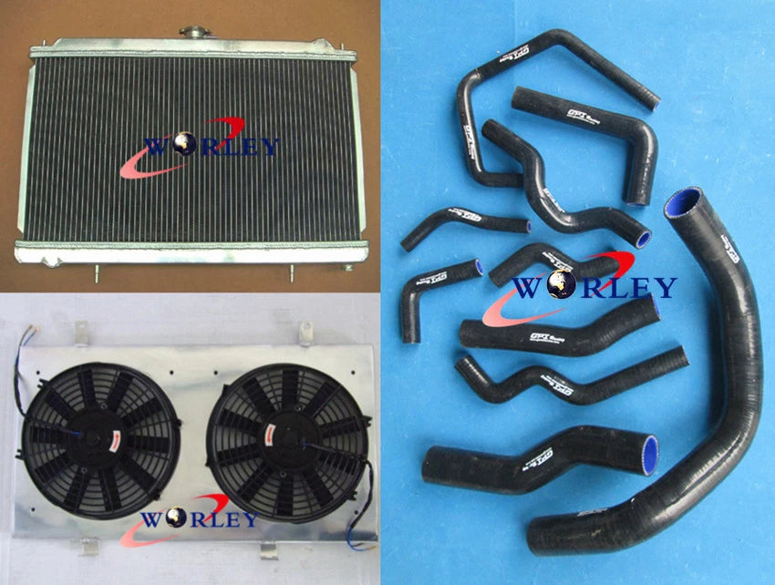3-Row Aluminum Radiator with Fan Shroud for Nissan Silvia S14 S15 (1995–2002)