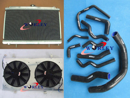 3-Row Aluminum Radiator with Fan Shroud for Nissan Silvia S14 S15 (1995–2002)