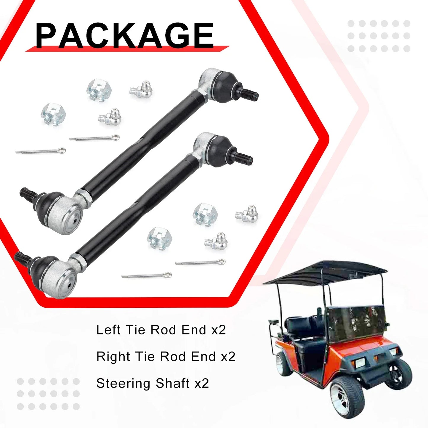 2 x Steering Tie Rod & Shaft Assembly for EZGO TXT Golf Cart (1994-2001)