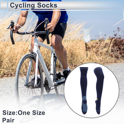 Cycling Socks Quick Drying High-Cut Light Blue Navy - One Size