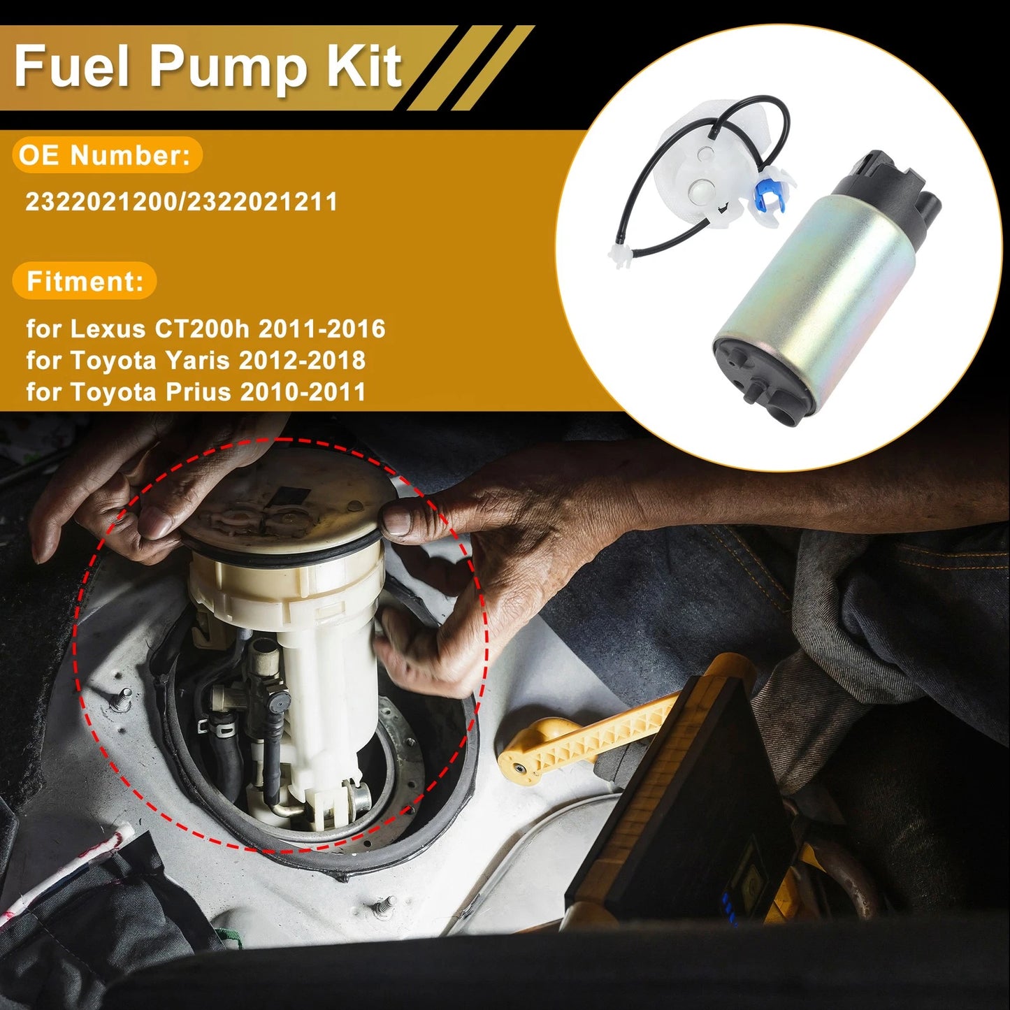 Set of 2 Fuel Pumps for Lexus CT200h (2011–2016) 2322021200