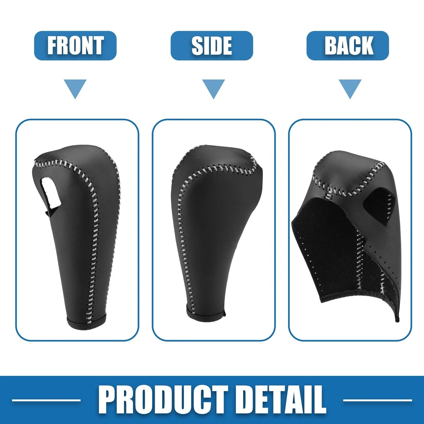 Gear Shift Lever Cover for Chevrolet Trax 2015-2021 Black Gray Stitching