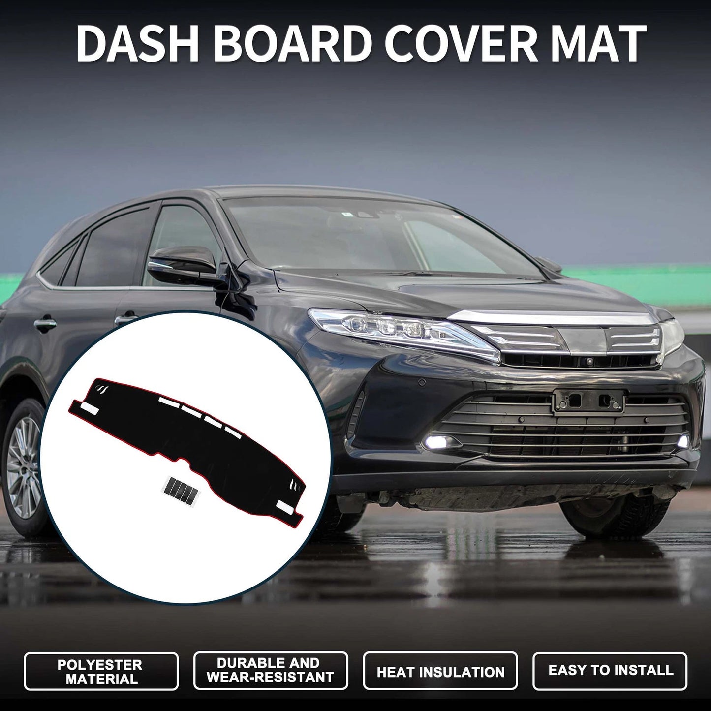 Dashboard Dash Cover Mat for Toyota Harrier (2020–2024) Black Red Set of 1