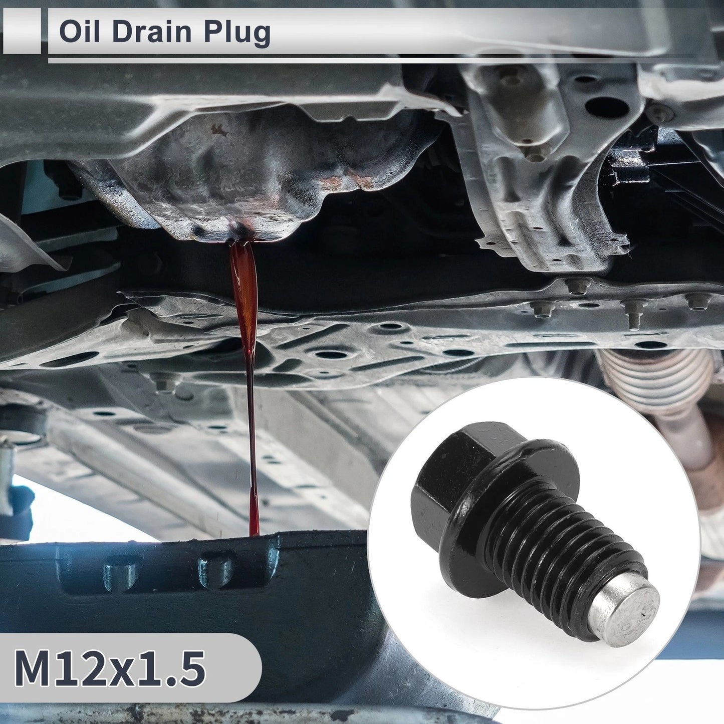 Set of 1 M12x1.5 Engine Oil Drain Plug with Gasket for Car Motorcycle