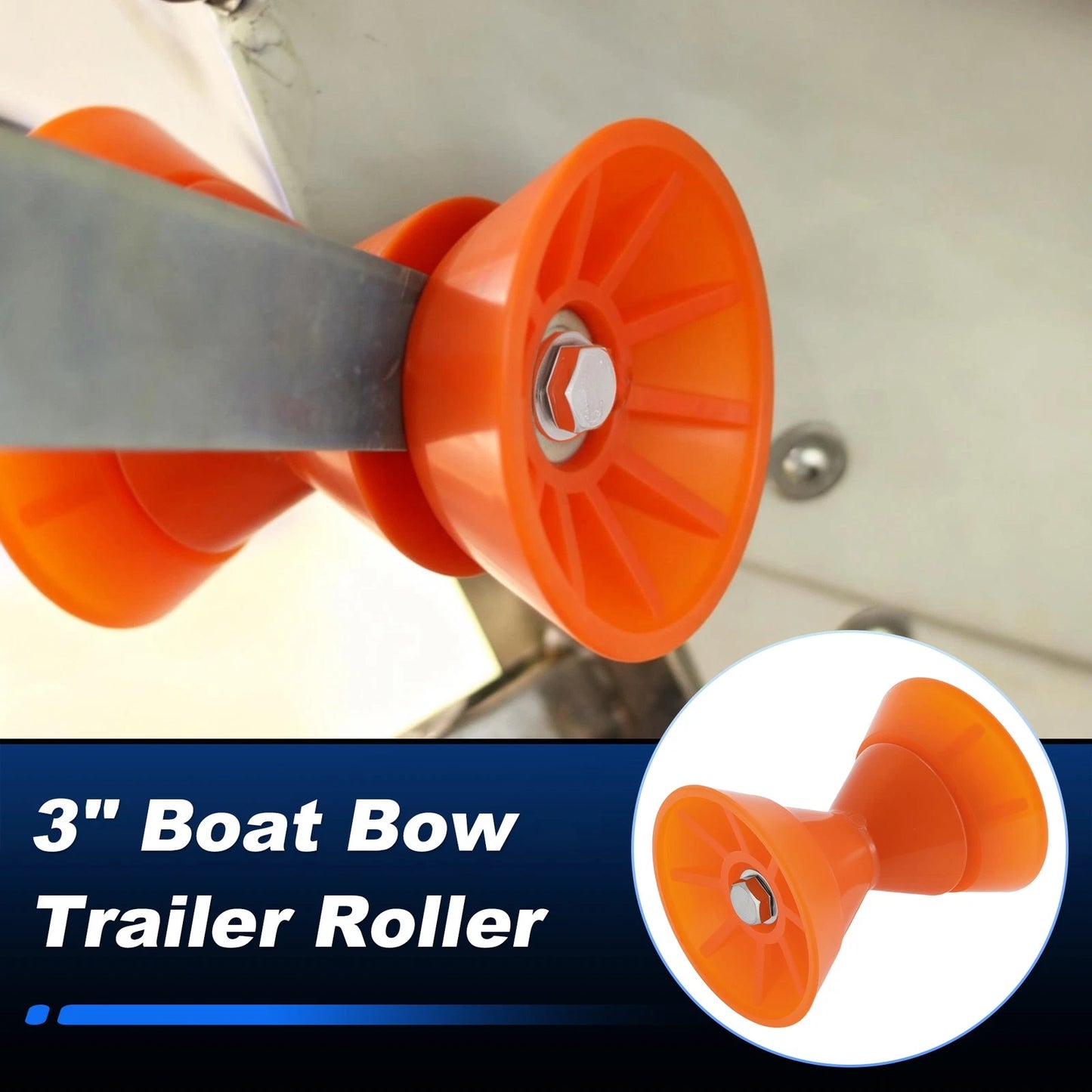 3" Boat Bow Trailer Roller with End Bells