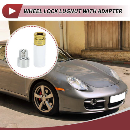 Set of 2 Wheel Lock Lug Nuts with 16 Teeth Anti-theft Key for Porsche Cayenne