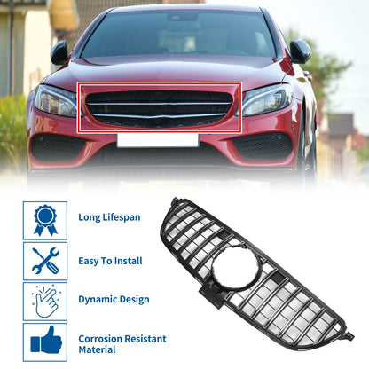 Front Upper Bumper Grille for Mercedes-Benz GLE 2015-2019 Chrome Silver Tone
