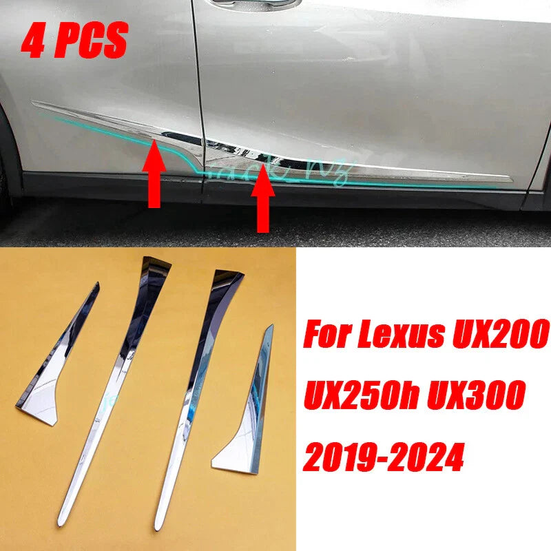 4x Chrome Door Body Side Molding Cover Trims for Lexus UX200 UX250h UX300 (2019–2024)