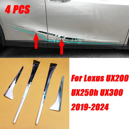 4x Chrome Door Body Side Molding Cover Trims for Lexus UX200 UX250h UX300 (2019–2024)