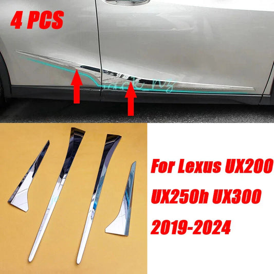 4x Chrome Door Body Side Molding Cover Trims for Lexus UX200 UX250h UX300 (2019–2024)