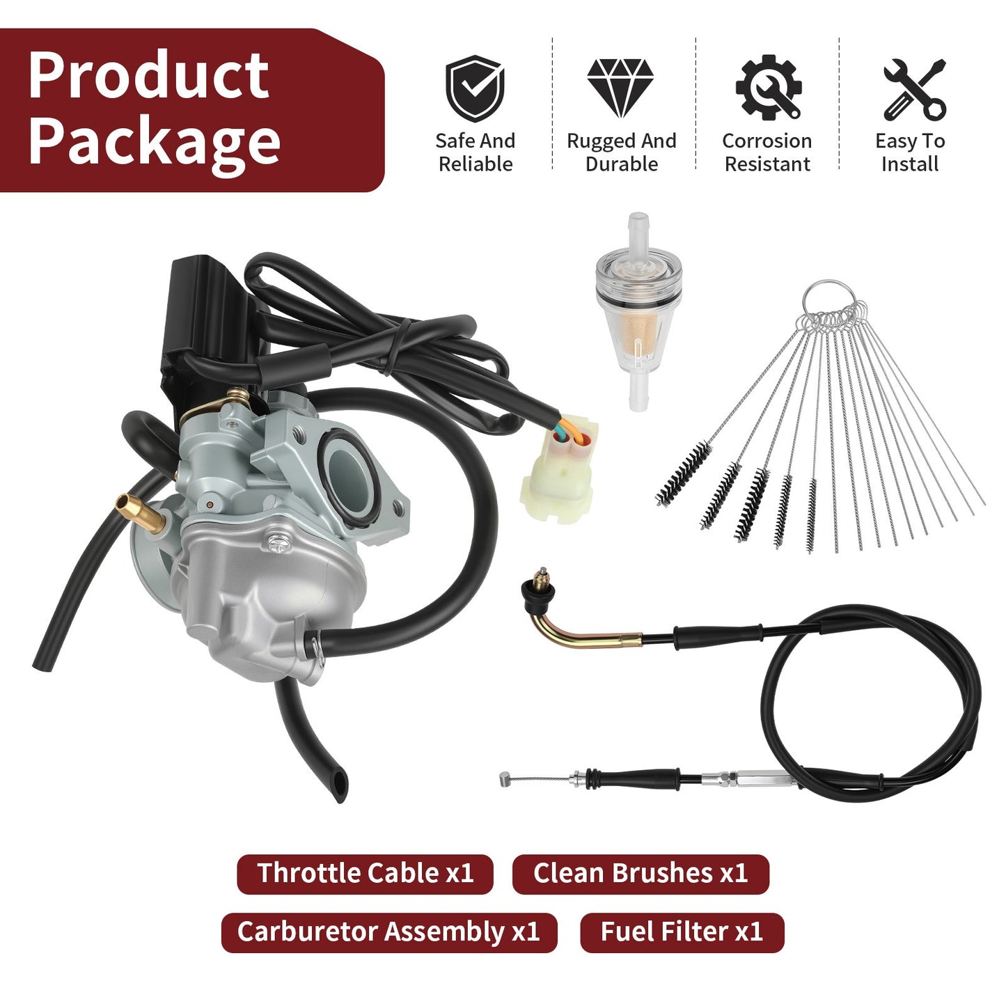 Carburetor & Throttle Cable for Kawasaki KFX 50 (2007–2024)