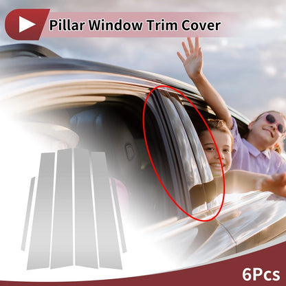 Set of 6 Car Door Pillar Window Trim for Toyota Corolla (2014–2018) Silver Tone