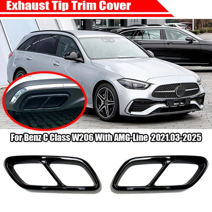 Black Exhaust Tip Trim Covers for Mercedes-Benz C-Class (2022–2025)