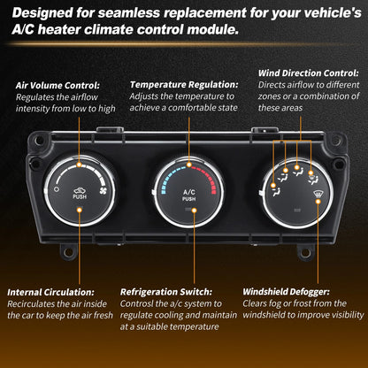 A/C Heater Climate Control Module Panel 55111167 for Jeep Wrangler (2011–2014)