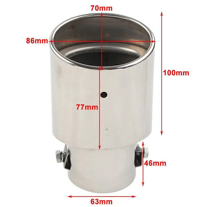 Stainless Steel Round Exhaust Pipe Tail Muffler Tip for Car Silver