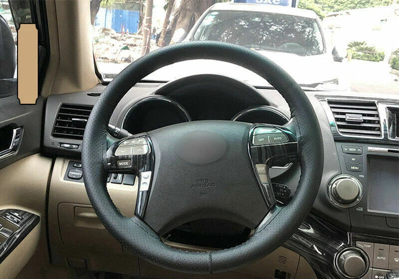 Wood Black Steering Wheel Button Cover Trim for Toyota Highlander (2008–2013)