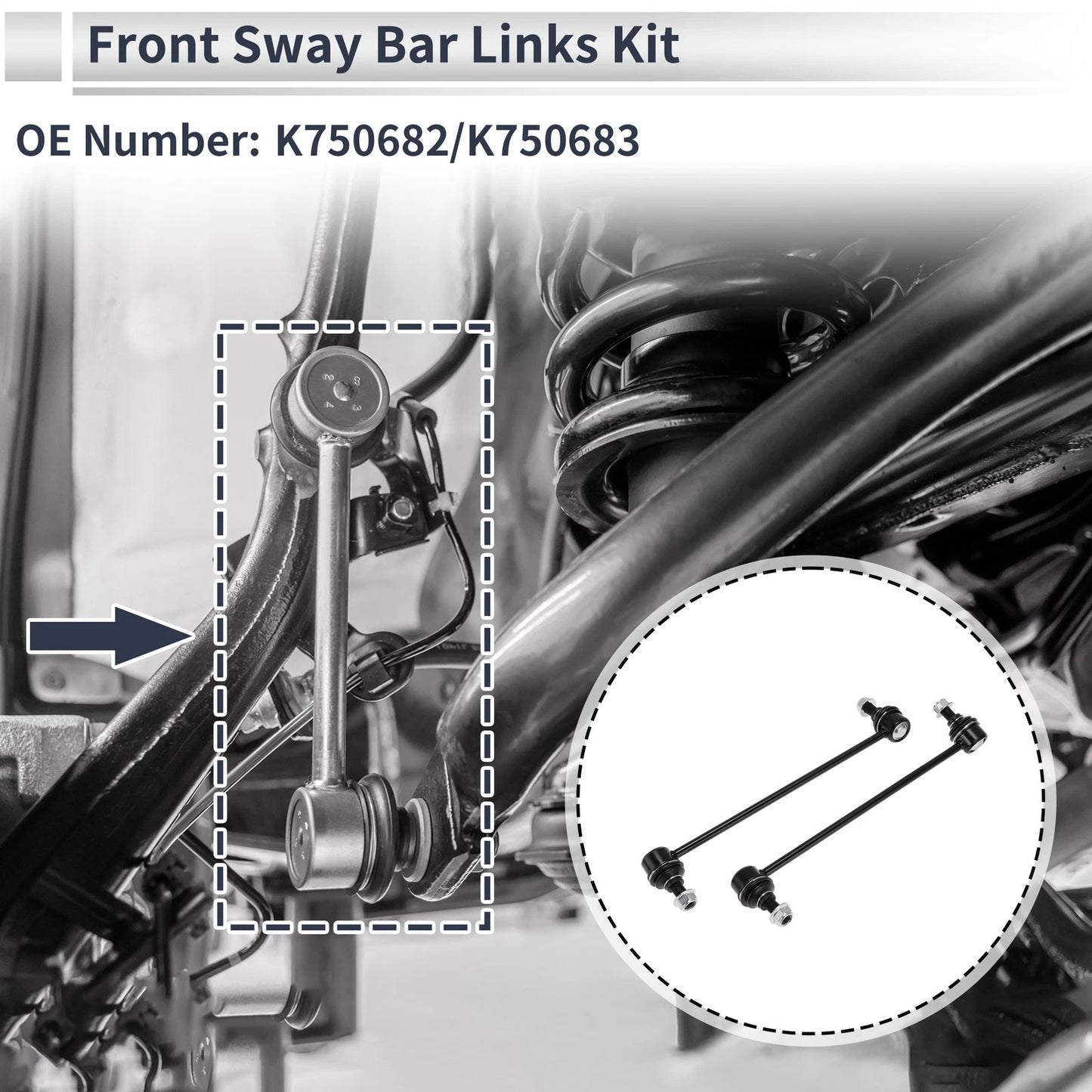 Set of 2 Front Stabilizer Bar Links for Buick Encore (2013–2019) No.K750682/K750683