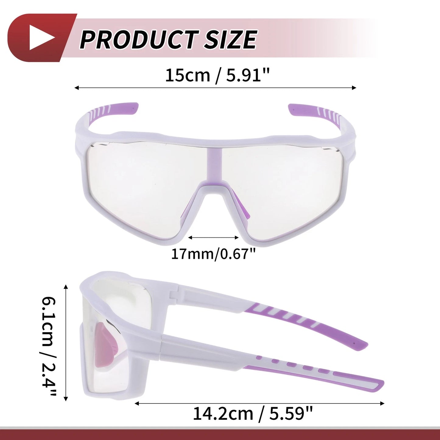 Motorcycle Riding Goggles for Universal Fit (UV400, Light Purple Lens)