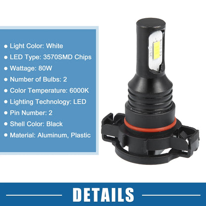 Set of 2 H16 LED Fog Light Bulbs 3570 Chips for Auto Car