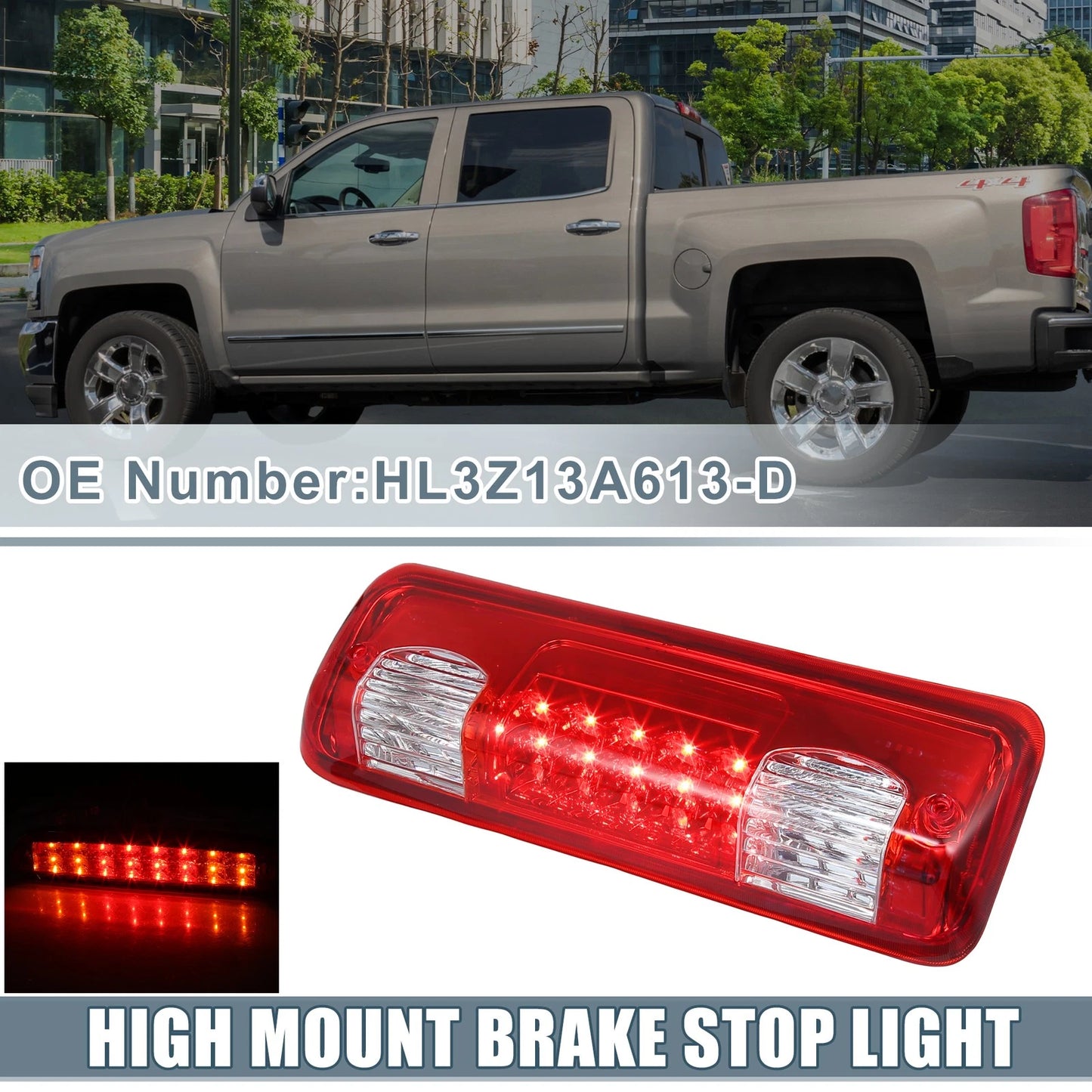 Tail High Mount Brake Stop Light 7L3Z-13A613-B for Ford F-150 (2004–2008) Red