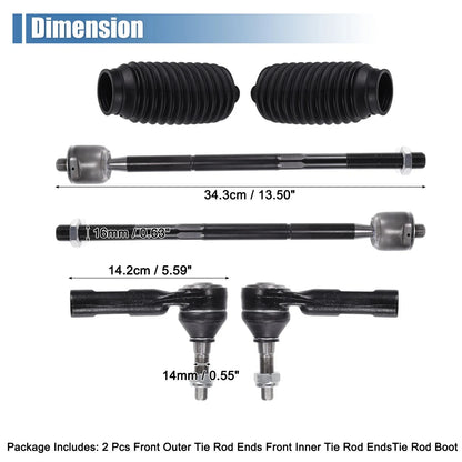 6pcs Front Inner Outer Tie Rod Ends for Chrysler 300 (2005-2023)