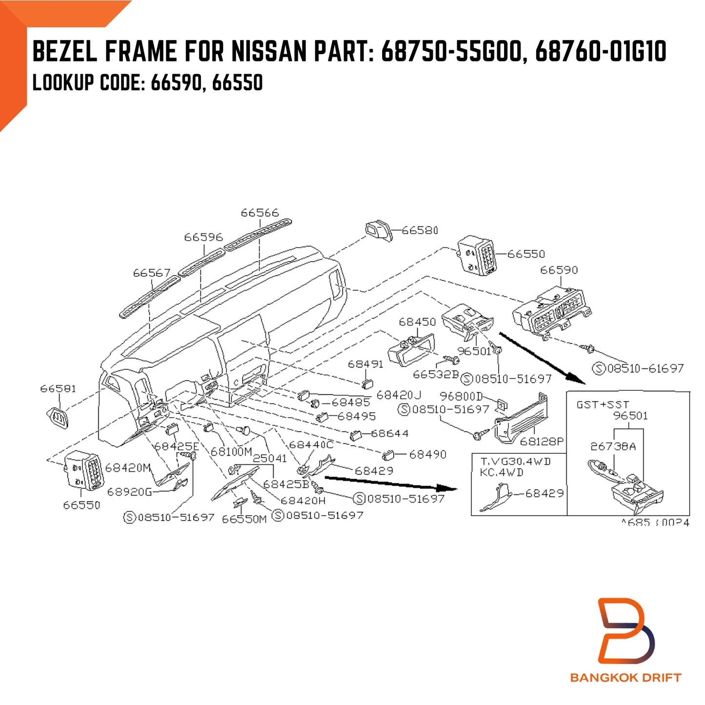Black Air Heater Vent Frame Bezel for Nissan Navara D21 (1986-1997)