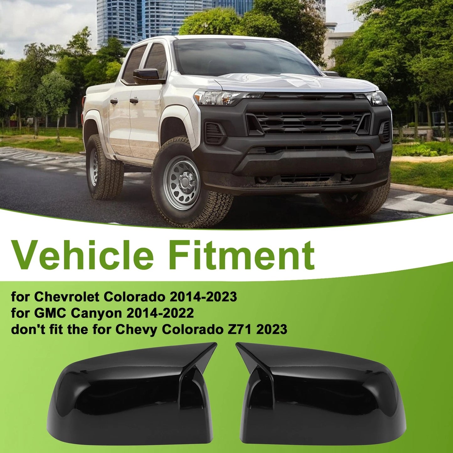 1 Pair ABS Gloss Black Ox Horn Side Mirror Cover for Chevrolet Colorado (2014–2023)