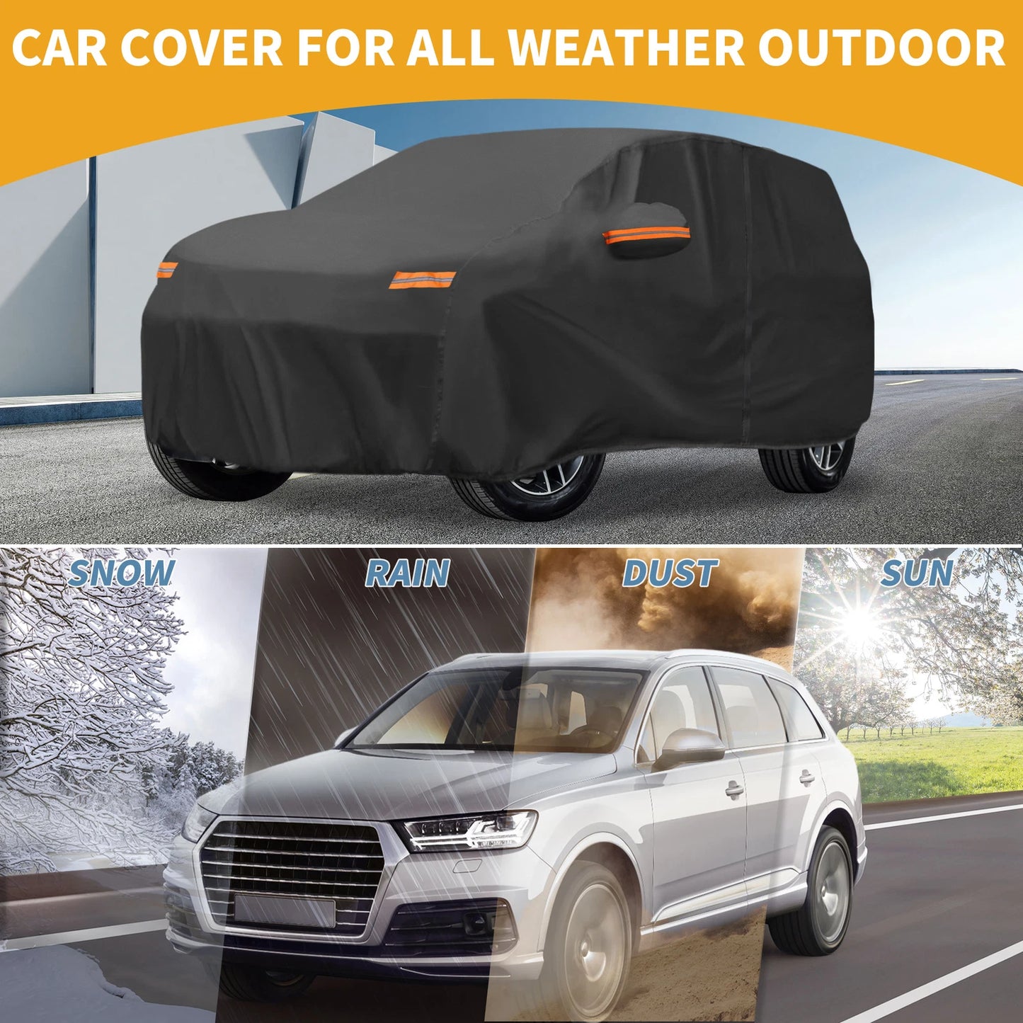 Waterproof All Weather Car Cover for Honda Pilot (2016–2023) 190T-PU Zipper