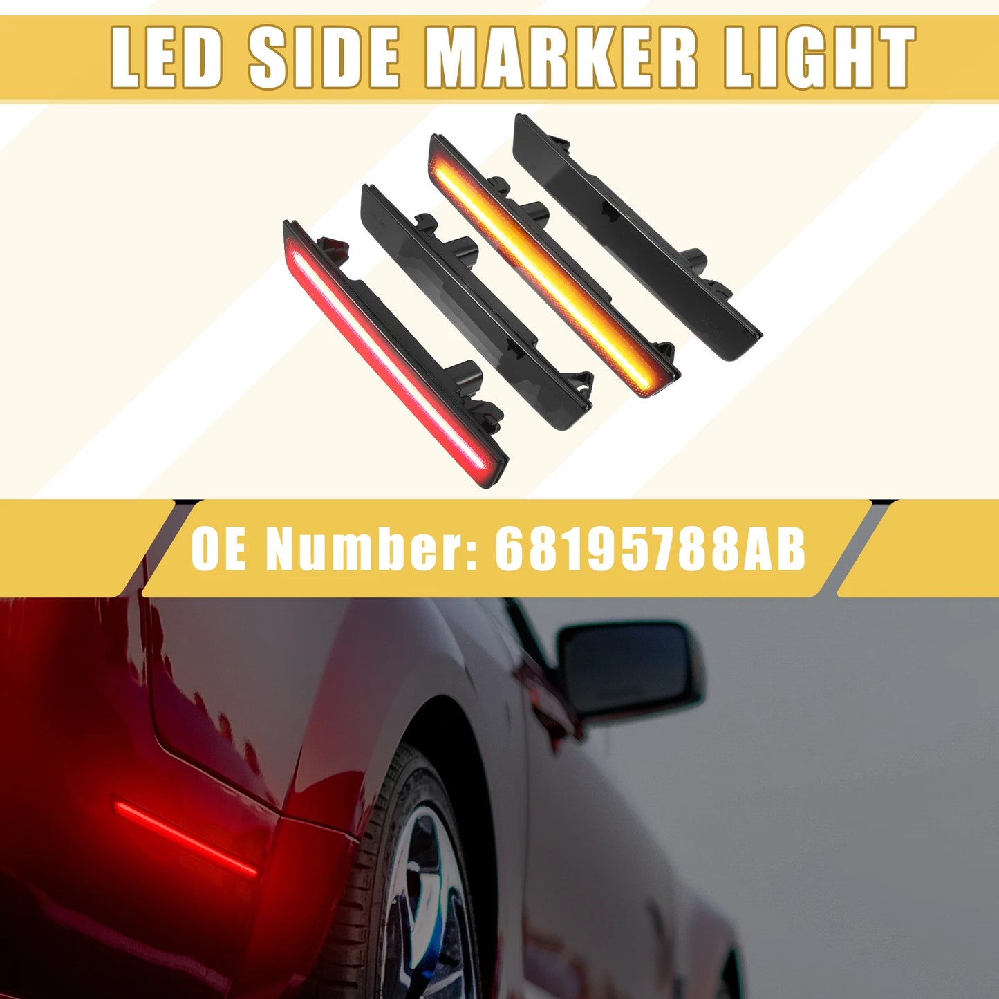 2X LED Side Marker Light 68195788AB for Dodge  Amber Red