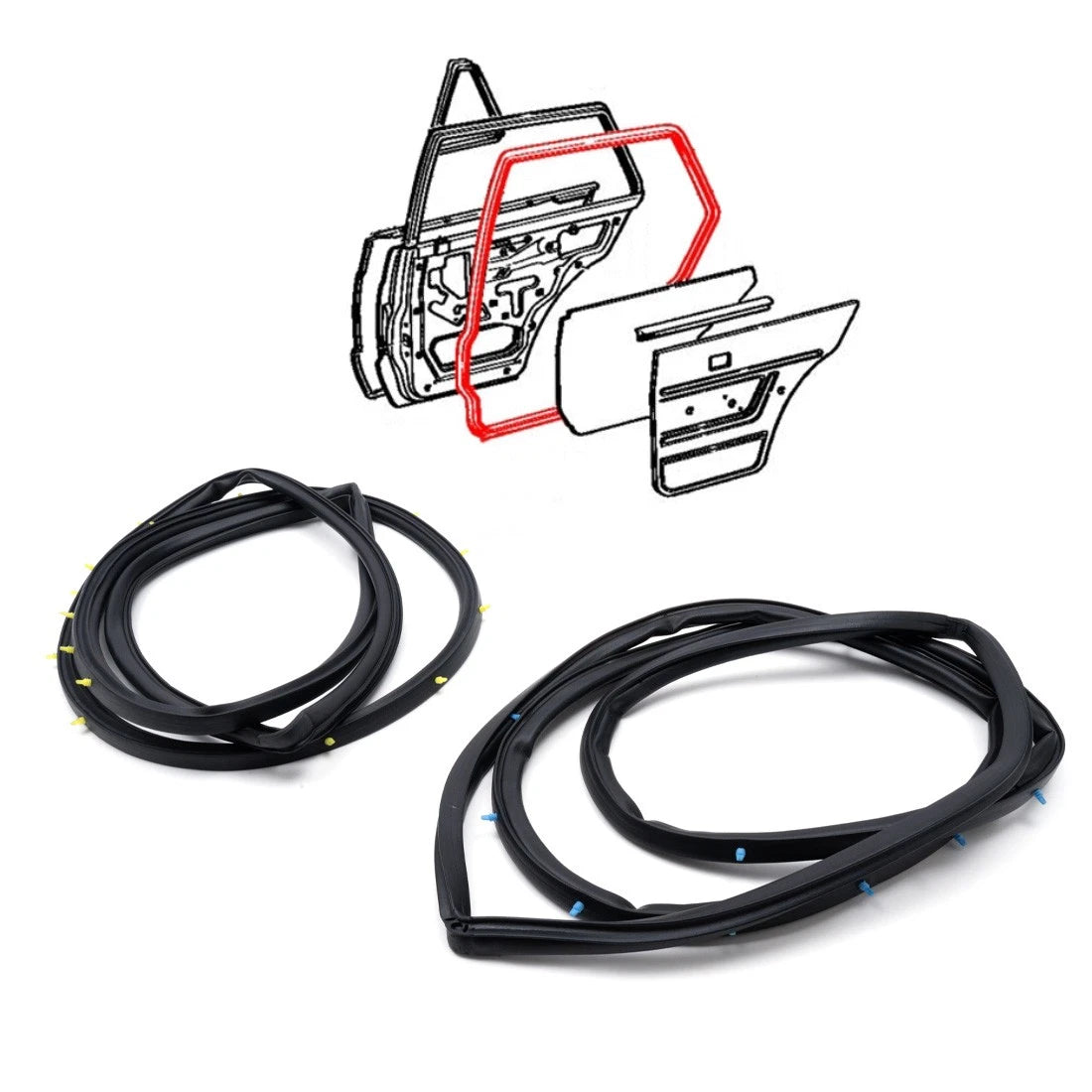 Set of 2 Rear Door Weatherstrip Seals for Toyota Starlet (1978–1984)