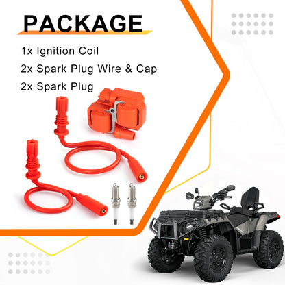 Ignition Coil & Spark Plug Set for Polaris Scrambler 1000 Sportsman 1000