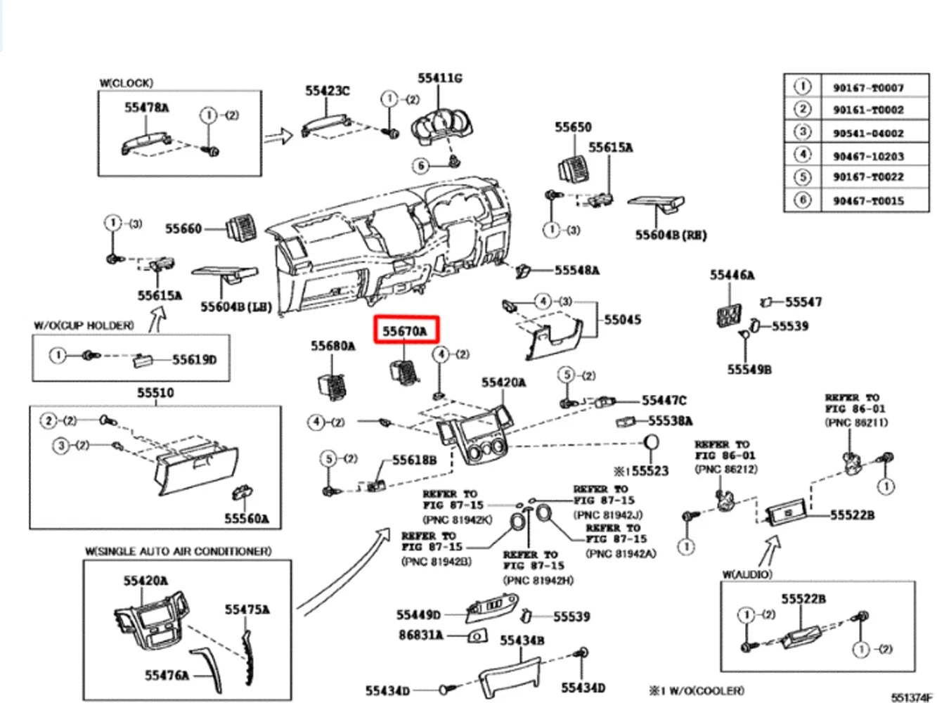 Air Vent Trim Center for Toyota Hilux SR5 2004-2016