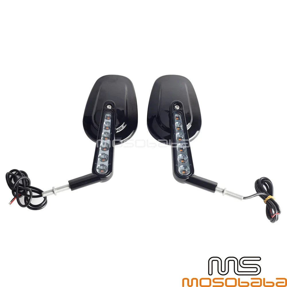 Black LED Turn Signal Mirrors for Harley V-Rod Muscle (2009-2017)