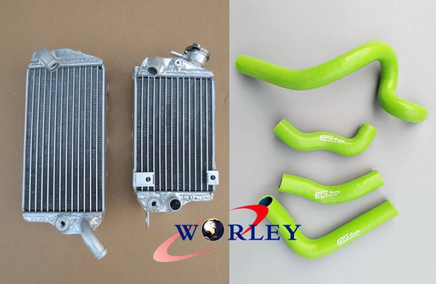 Aluminum Radiator with Green Silicone Hose Kit for Kawasaki KLX650 (1993–1996)